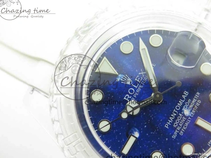 0512 Submariner Phantomlab Transparent KZF Best Edition Deep Blue Dial on White Rubber Strap VR WellDesigned 2568